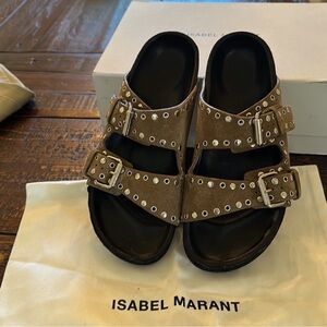 ‼️SOLD‼️Isabel Marant Lennyo Tan Sandals With Silver Accents Size 9